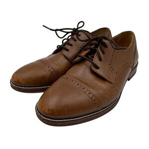 Johnston & Murphy Conard Cap Toe Oxford Brown Boys Size 5M Leather Dress Shoes
